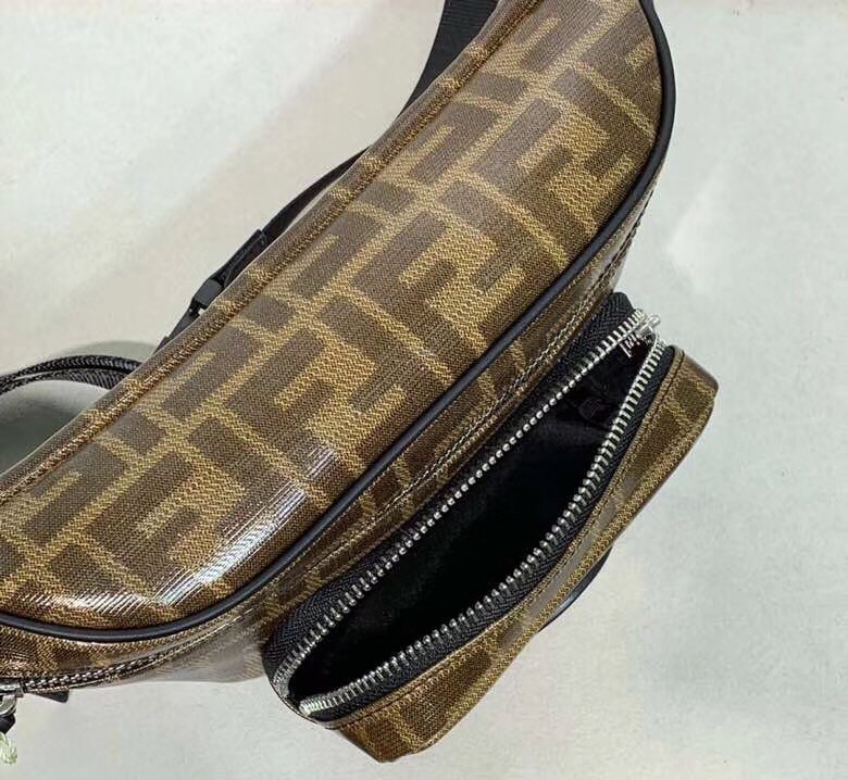 Fendi Belt Bag In Glazed Fabric With FF Motif 153