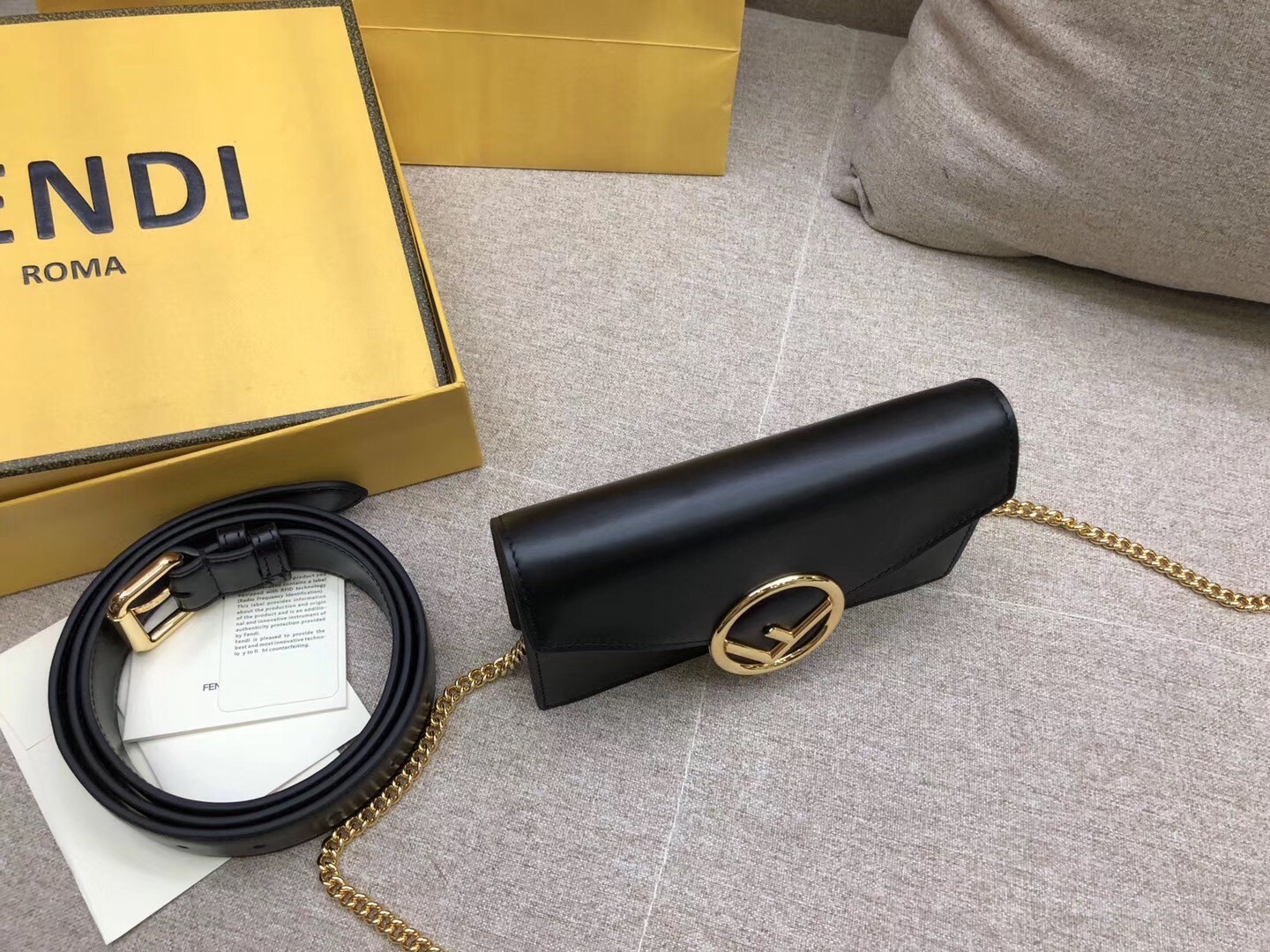 Fendi Kan I F Belt Bag In Black Calfskin 513