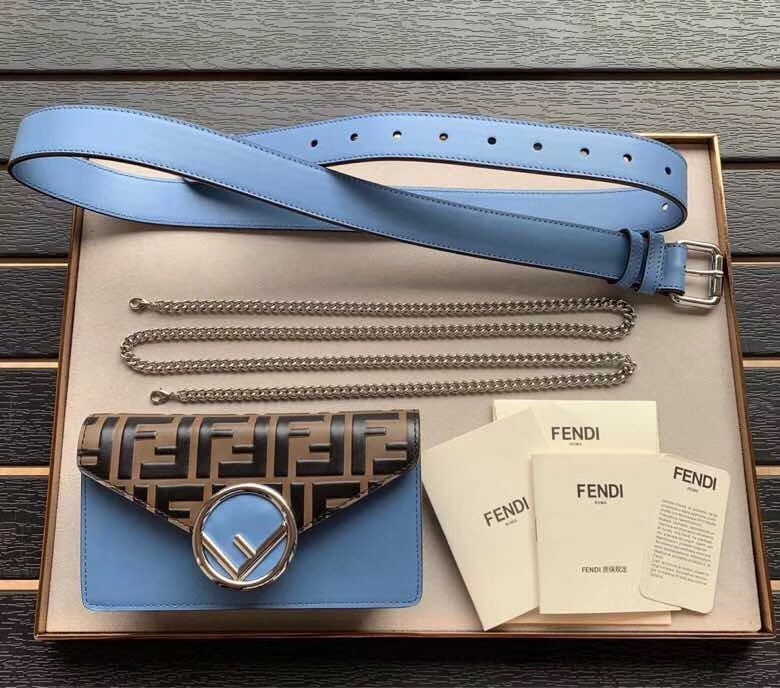 Fendi Blue Kan I F Belt Bag With FF Motif 135