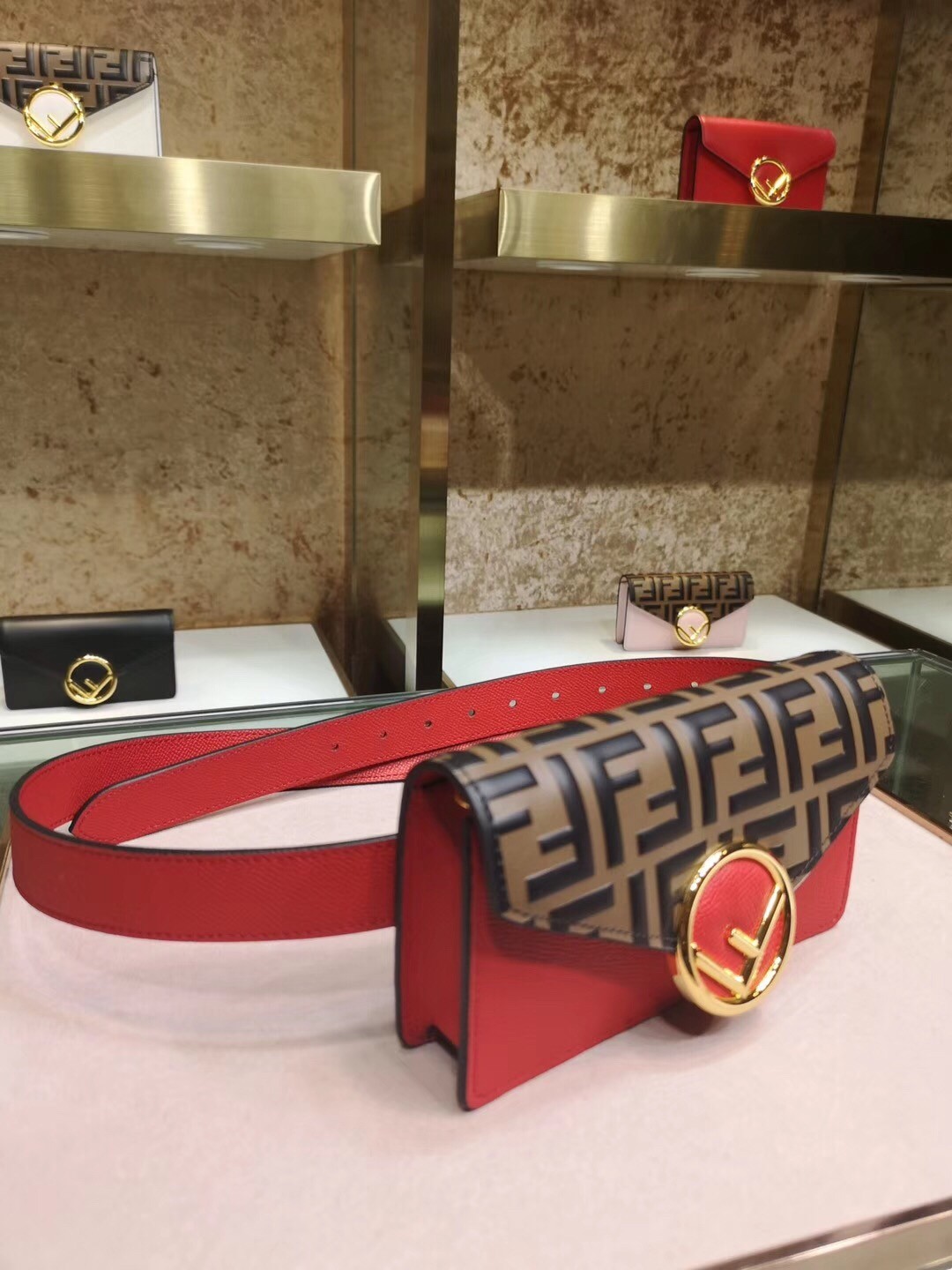 Fendi Red Kan I F Belt Bag With FF Motif 169