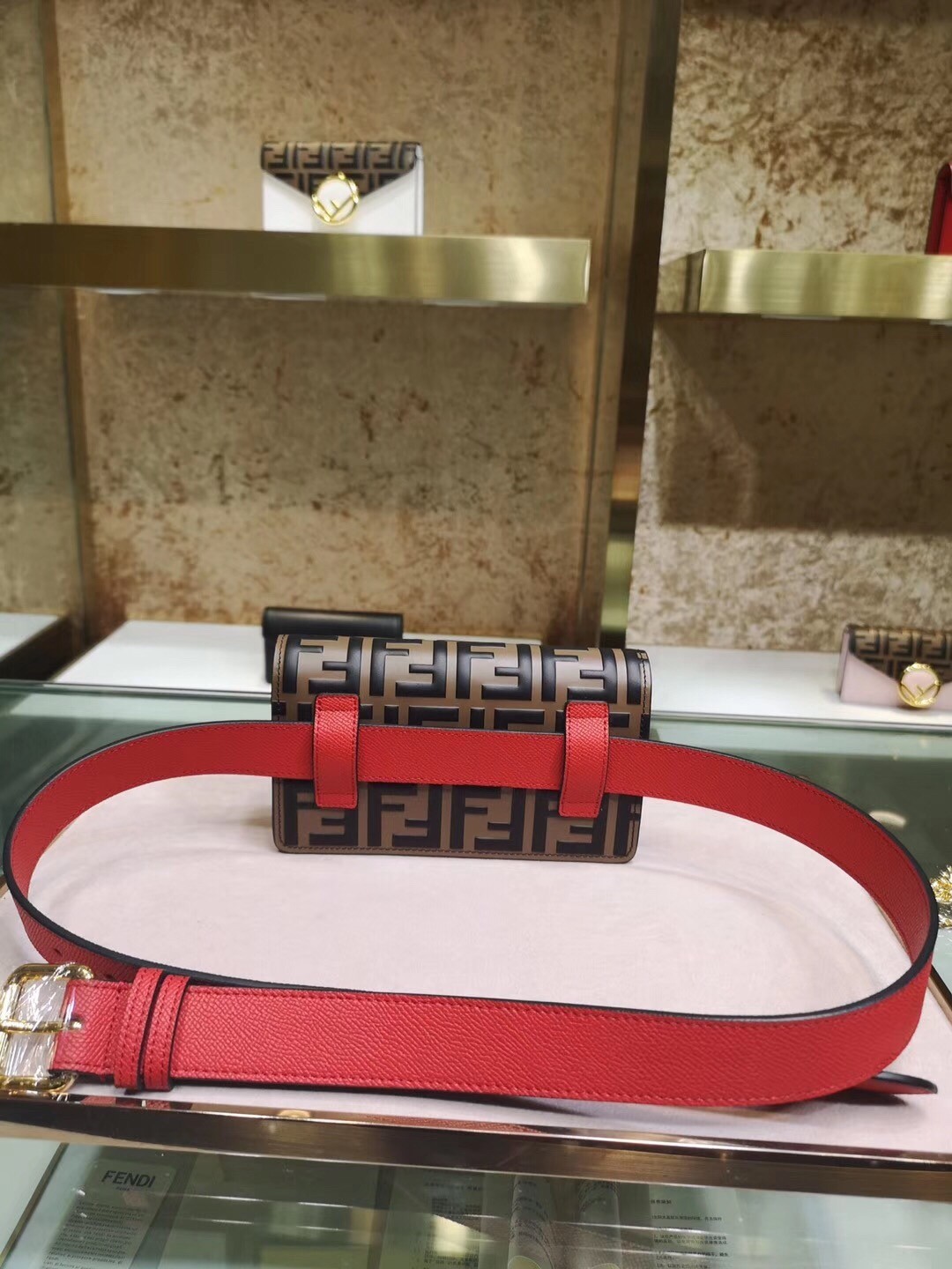 Fendi Red Kan I F Belt Bag With FF Motif 169