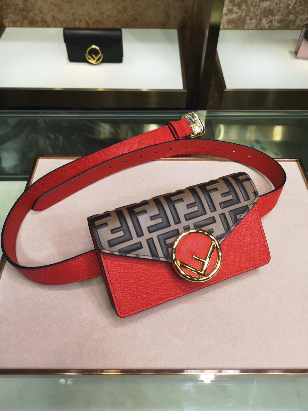 Fendi Red Kan I F Belt Bag With FF Motif 169