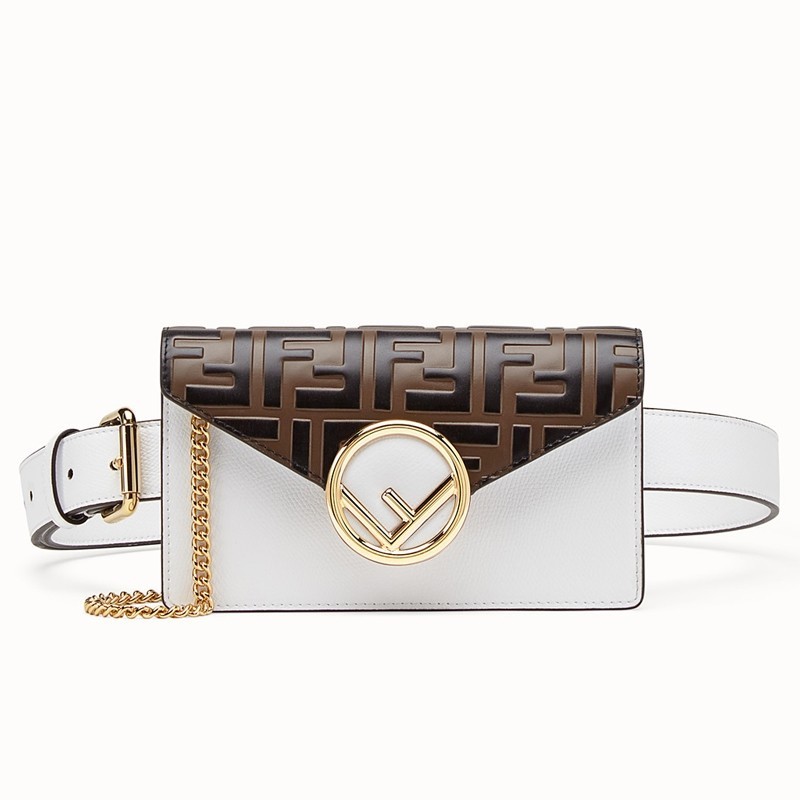 Fendi White Kan I F Belt Bag With FF Motif 338