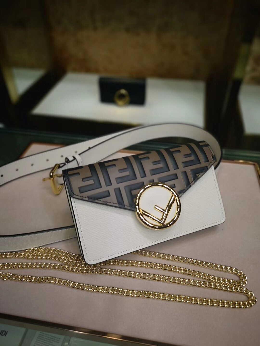 Fendi White Kan I F Belt Bag With FF Motif 338