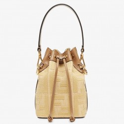 Fendi Mon Tresor Mini Bucket Bag In Beige Raffia 402