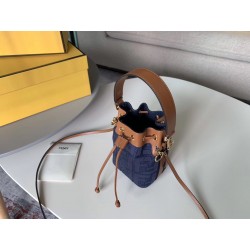 Fendi Mon Tresor Mini Bucket Bag In Blue Denim  272