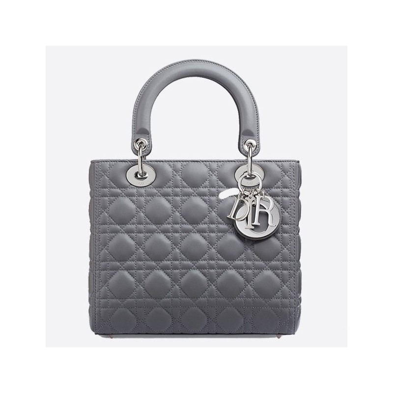 Dior Medium Lady Dior Bag In Grey Lambskin 024