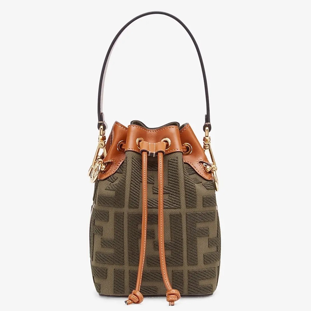 Fendi Mon Tresor Mini Bucket Bag In Green Denim 972