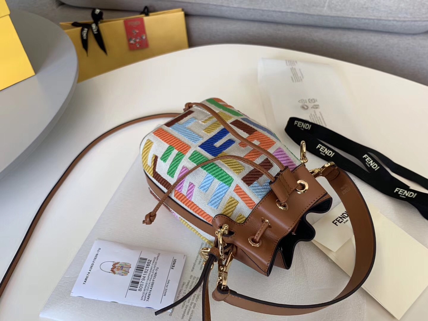 Fendi Mon Tresor Mini Bucket Bag In Multicolour Canvas 723