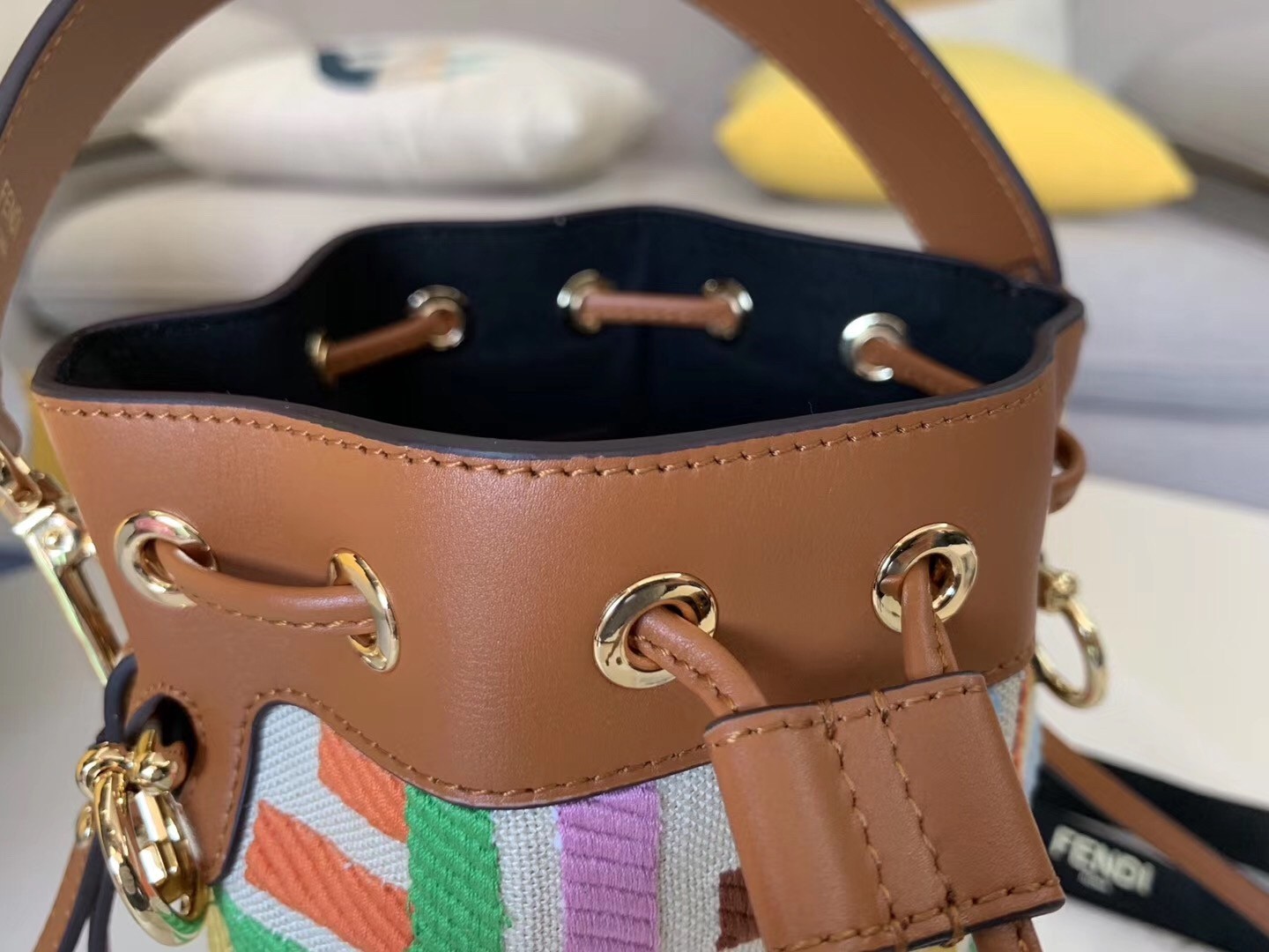 Fendi Mon Tresor Mini Bucket Bag In Multicolour Canvas 723