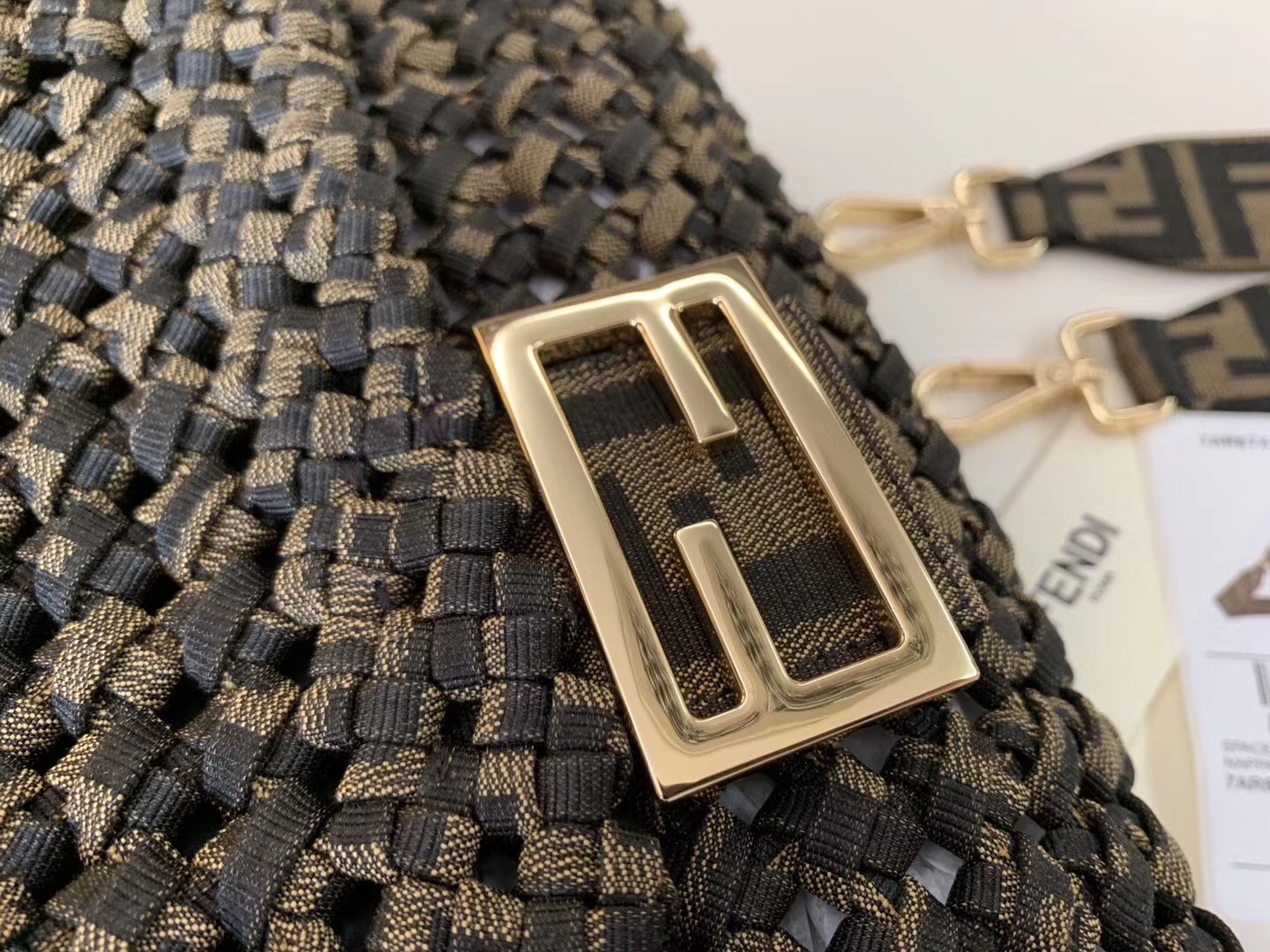 Fendi Baguette Medium Bag In Woven Strips 751