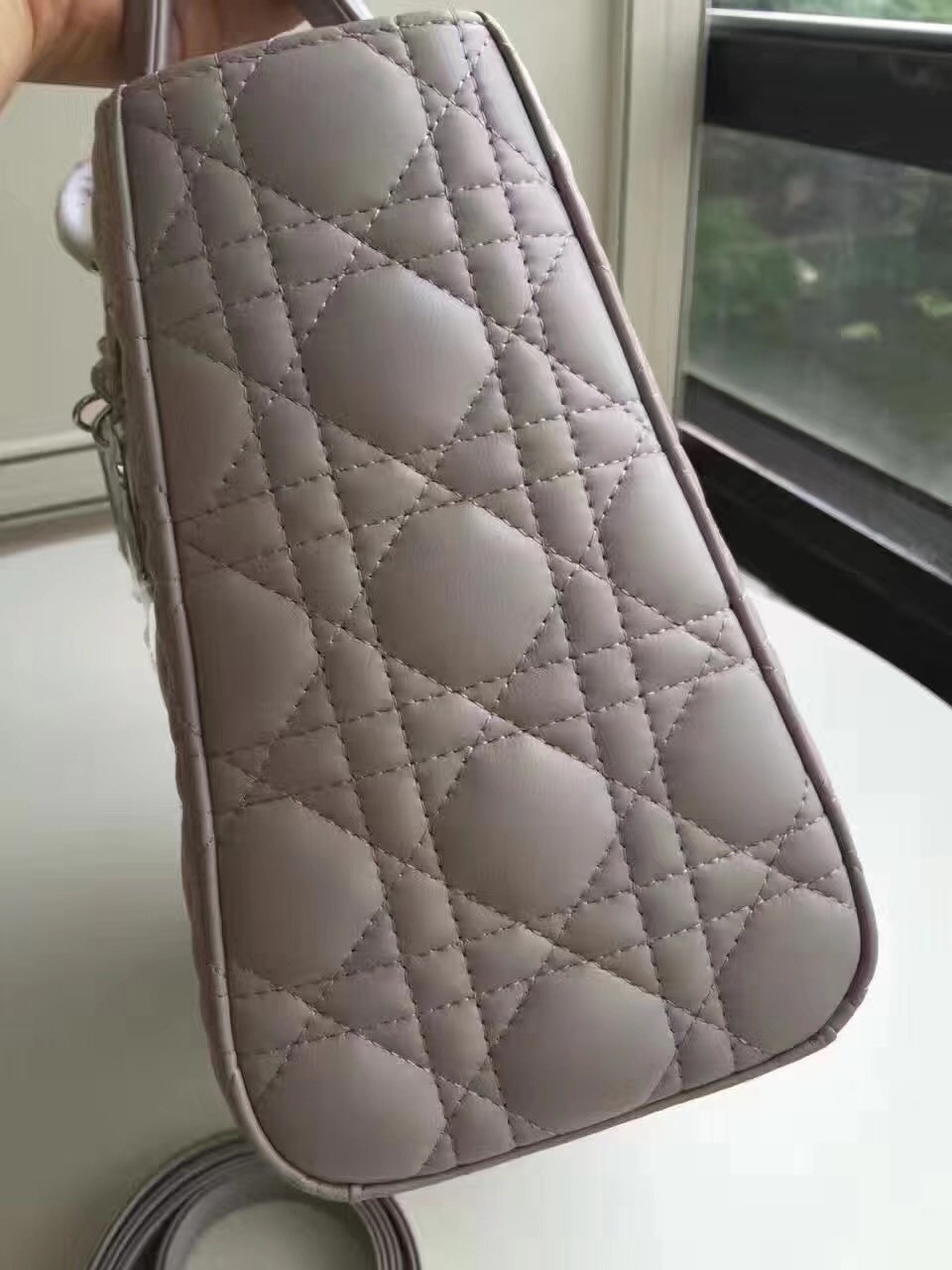 Dior Medium Lady Dior Bag In Grey Lambskin 024