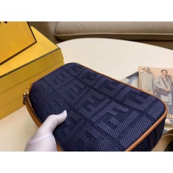 Fendi Baguette Medium Bag In Blue Denim 230