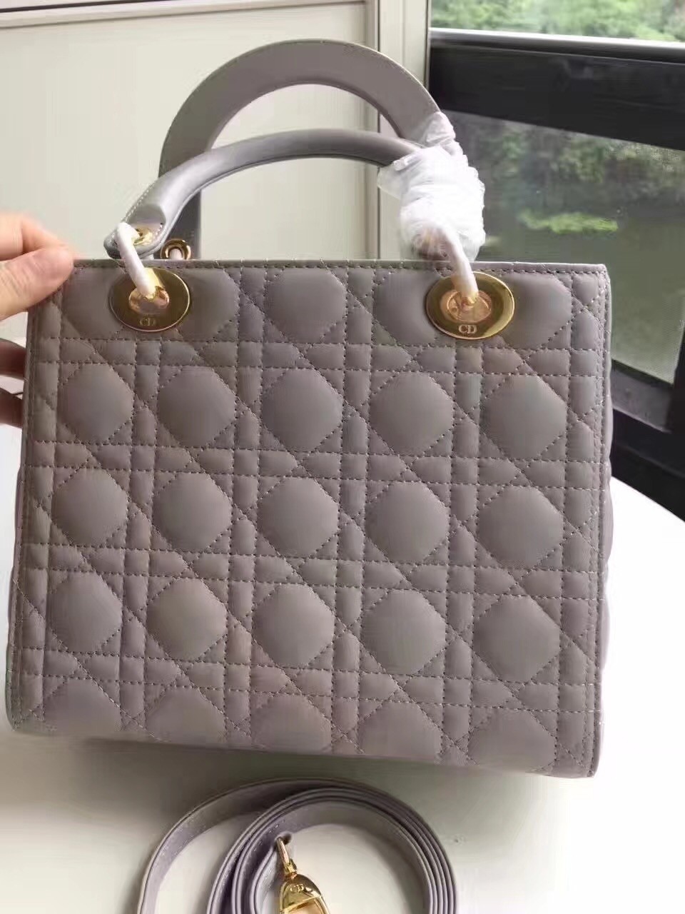 Dior Medium Lady Dior Bag In Grey Lambskin 024