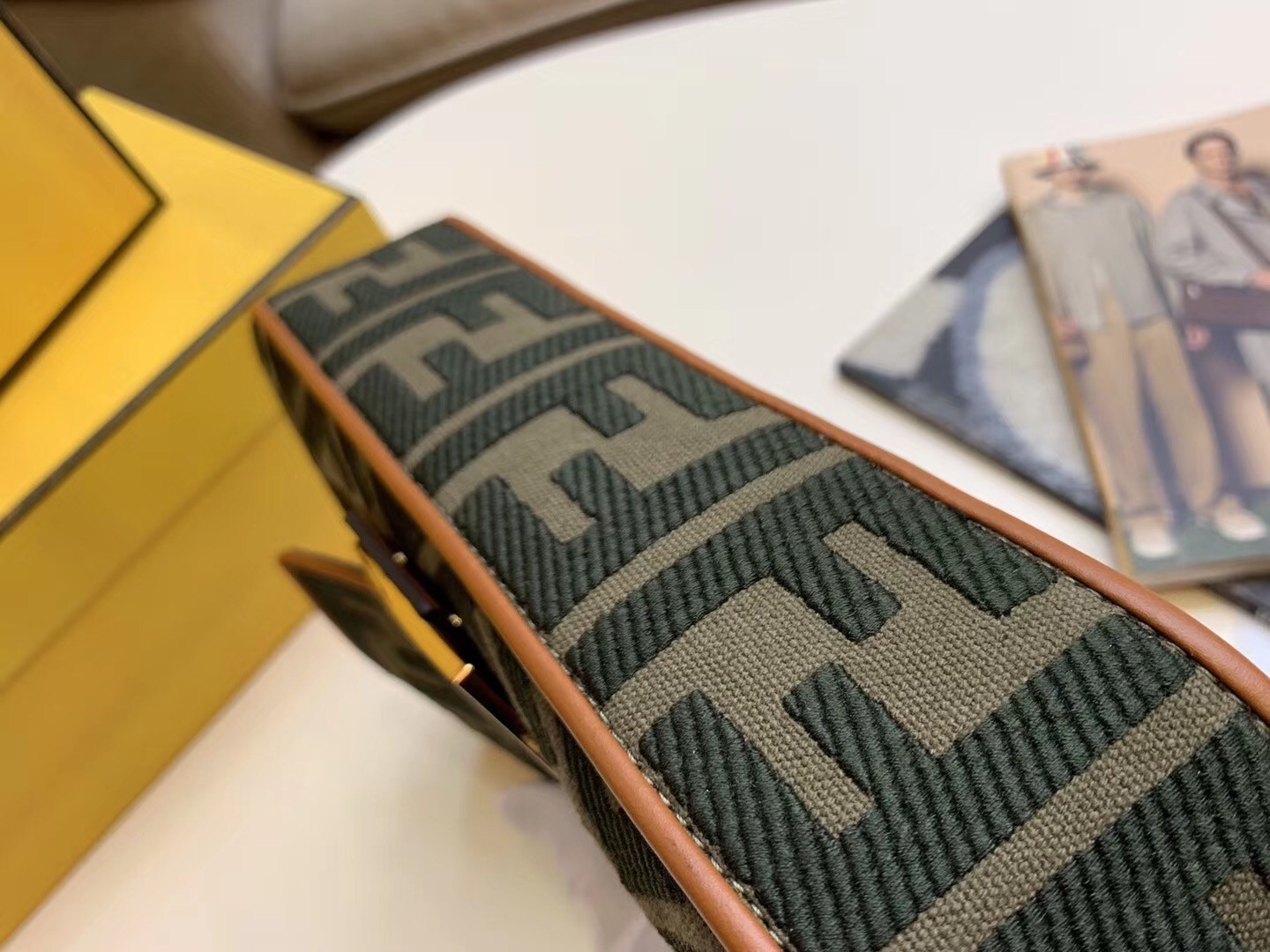 Fendi Baguette Medium Bag In Green Denim 265