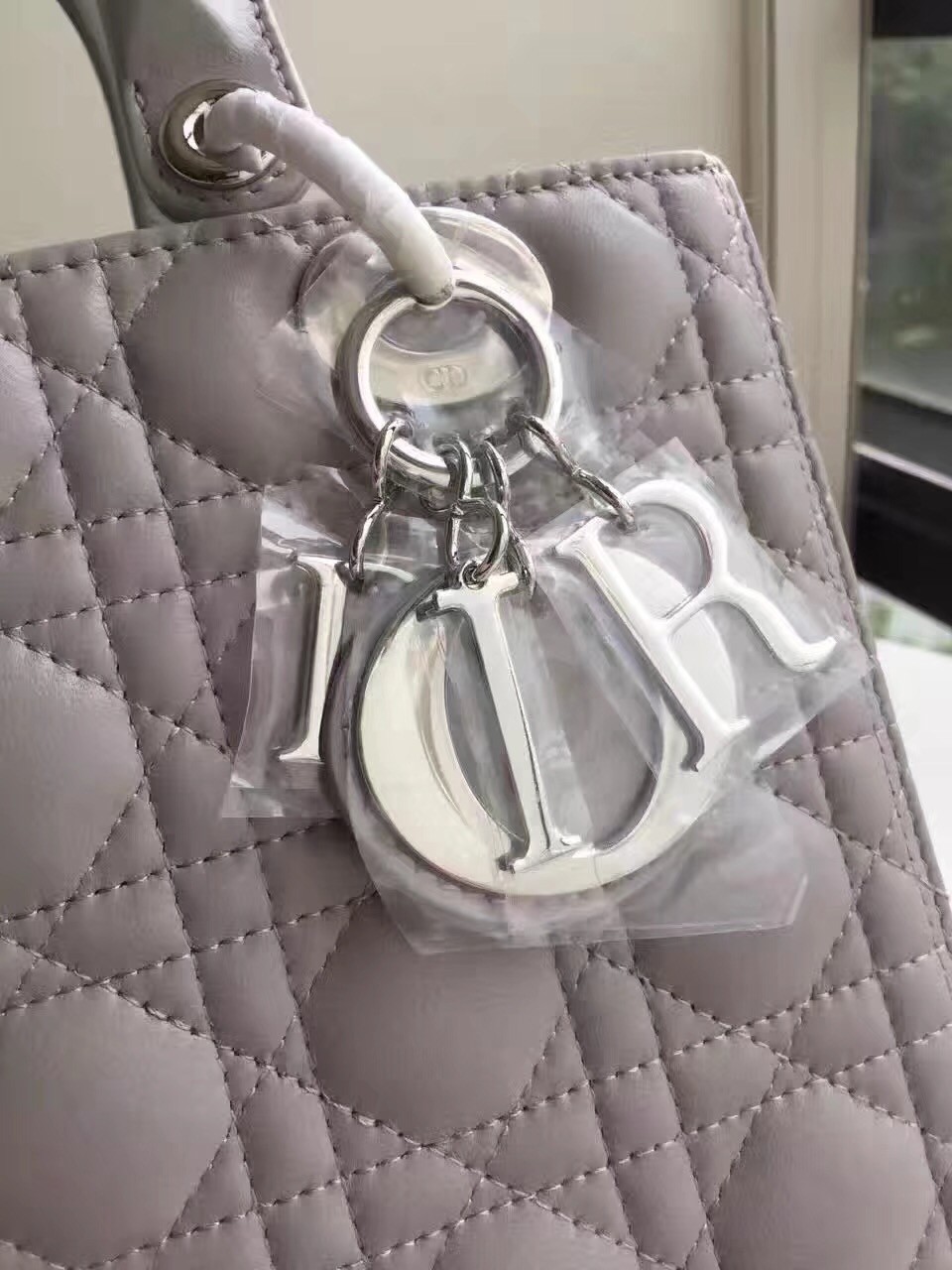 Dior Medium Lady Dior Bag In Grey Lambskin 024