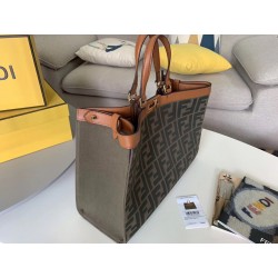 Fendi Peekaboo X Tote In Green Canvas with FF Motif 093