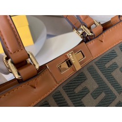 Fendi Peekaboo X Tote In Green Canvas with FF Motif 093