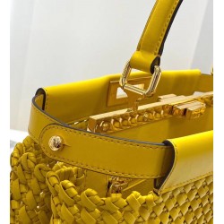 Fendi Peekaboo Medium Bag In Yellow Interlace Leather 613