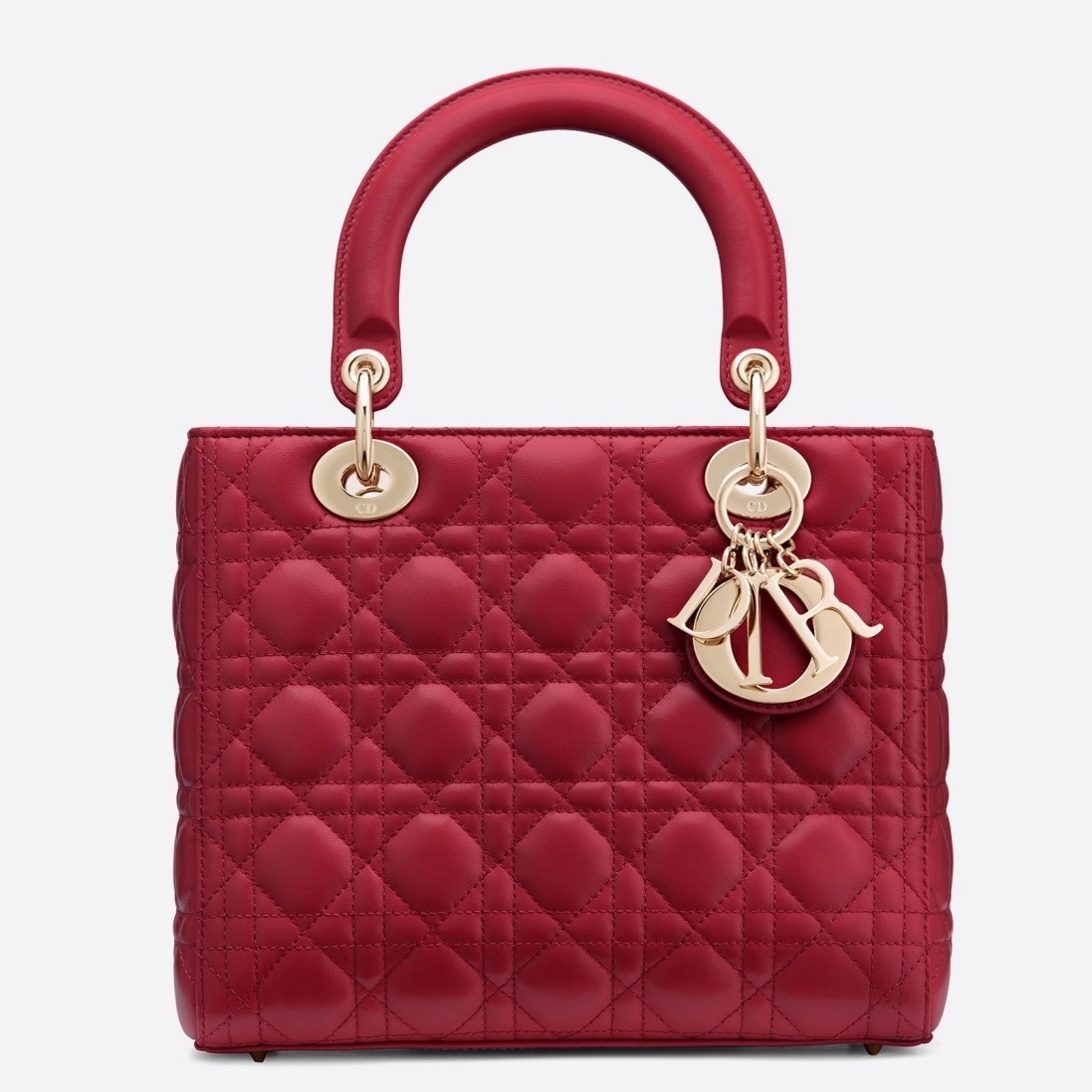 Dior Medium Lady Dior Bag In Red Lambskin 177