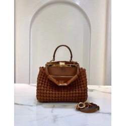 Fendi Peekaboo Mini Bag In Brown Interlace Leather 713