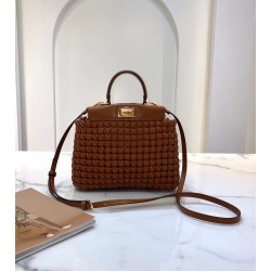 Fendi Peekaboo Mini Bag In Brown Interlace Leather 713