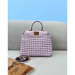 Fendi Peekaboo Mini Bag In Lilac Interlace Leather 255