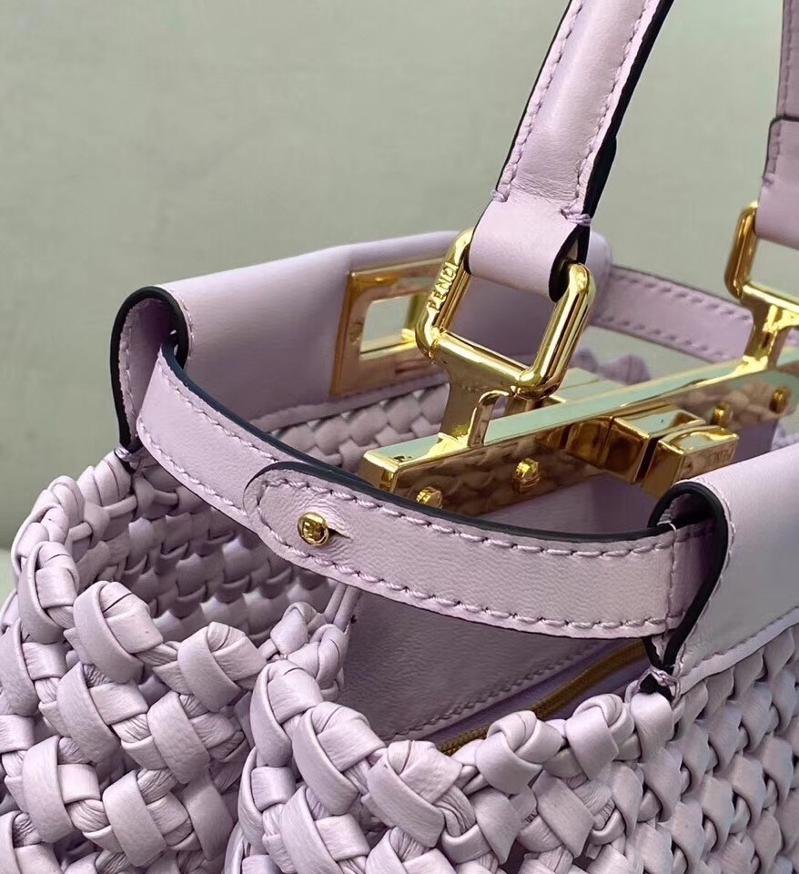 Fendi Peekaboo Mini Bag In Lilac Interlace Leather 255