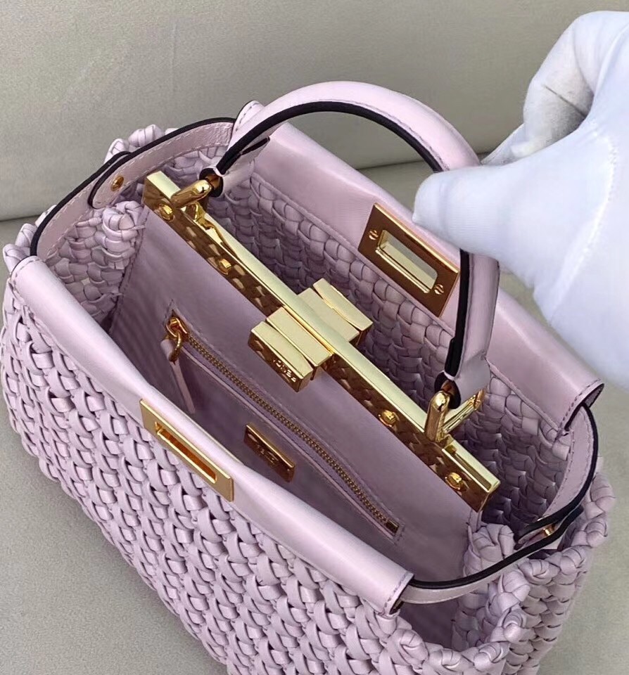 Fendi Peekaboo Mini Bag In Lilac Interlace Leather 255