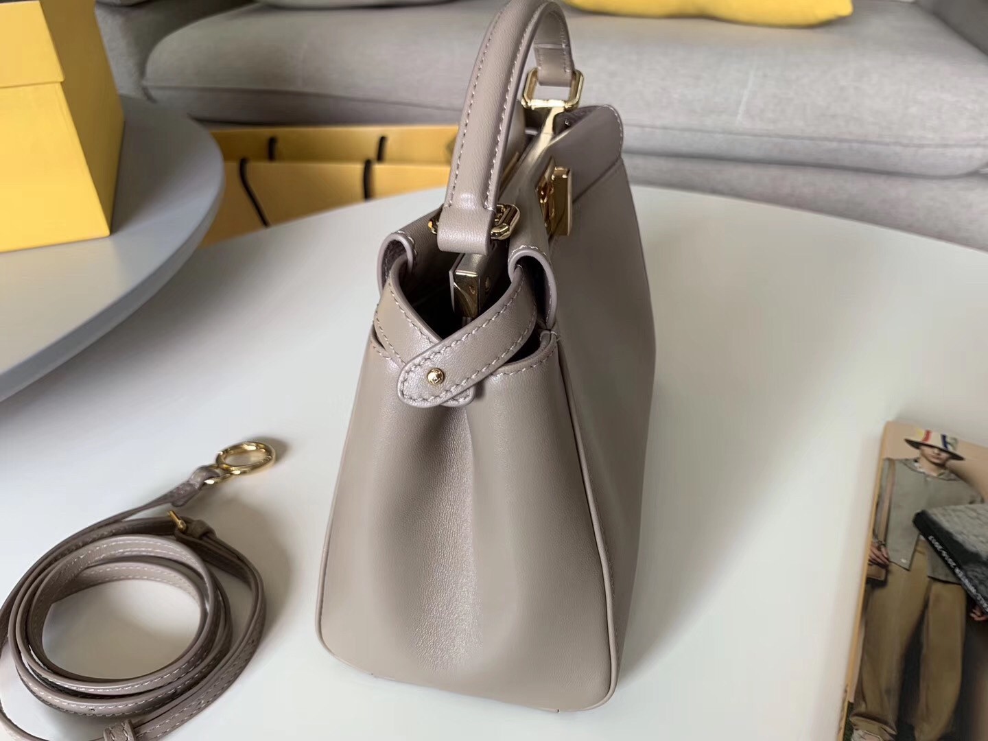 Fendi Peekaboo Mini Bag In Grey Nappa Leather 277