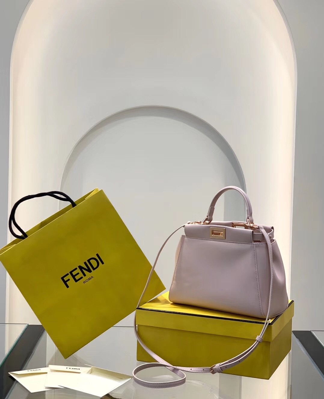 Fendi Peekaboo Mini Bag In Light Pink Nappa Leather 159