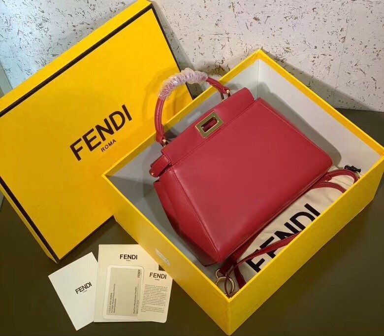 Fendi Peekaboo Mini Bag In Red Nappa Leather 556