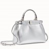 Fendi Peekaboo Mini Bag In Silver Metallic Lambskin 874