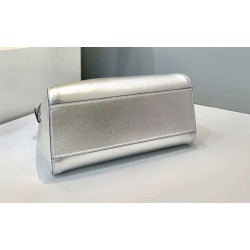 Fendi Peekaboo Mini Bag In Silver Metallic Lambskin 874