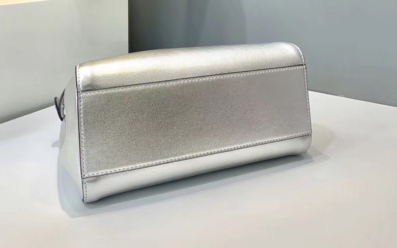 Fendi Peekaboo Mini Bag In Silver Metallic Lambskin 874