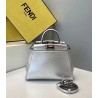 Fendi Peekaboo Mini Bag In Silver Metallic Lambskin 874