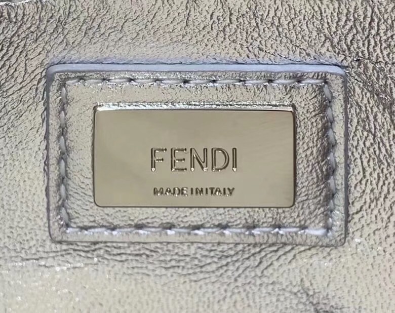 Fendi Peekaboo Mini Bag In Silver Metallic Lambskin 874