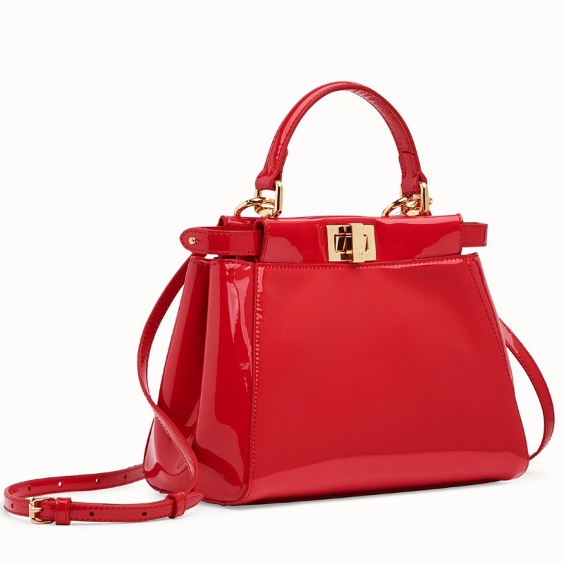 Fendi Peekaboo Mini Bag In Red Patent Calfskin 975