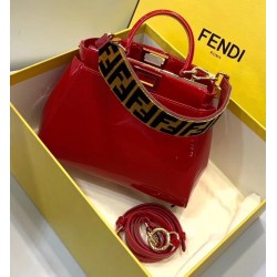 Fendi Peekaboo Mini Bag In Red Patent Calfskin 975