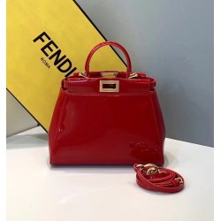 Fendi Peekaboo Mini Bag In Red Patent Calfskin 975