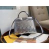 Fendi Peekaboo Mini Bag In Silver Lambskin With FF Sequins 417