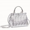 Fendi Peekaboo Mini Bag In Silver Lambskin With FF Sequins 417