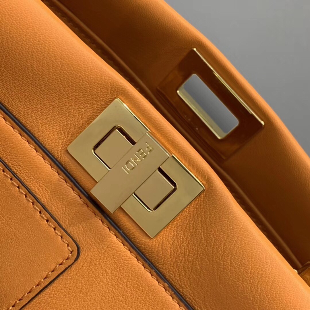 Fendi Peekaboo Mini Pocket Bag In Orange Calfskin 480