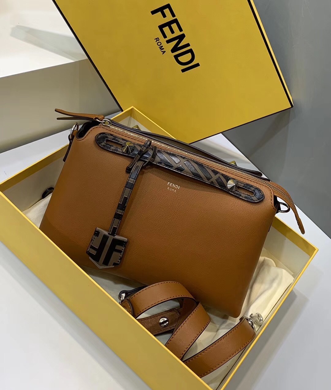 Fendi Tan By The Way Medium Bag With FF Handles 557