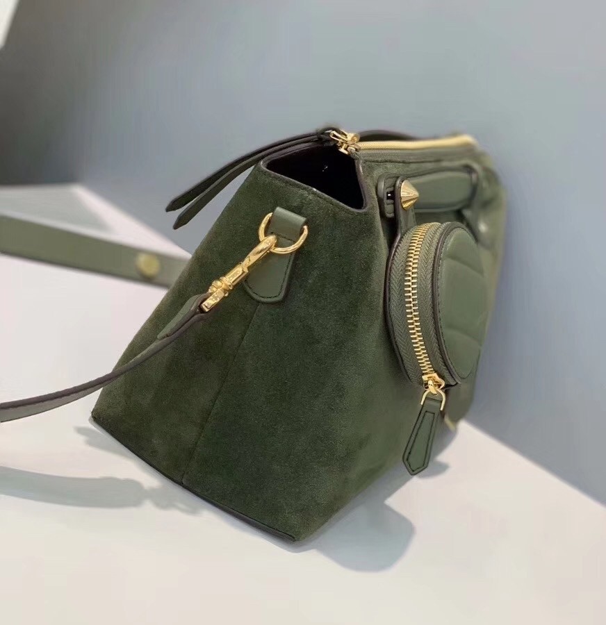 Fendi By The Way Medium Bag In Green Suede 001