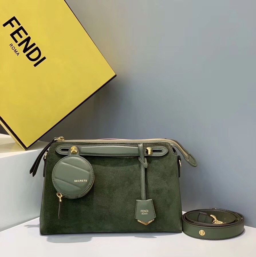 Fendi By The Way Medium Bag In Green Suede 001