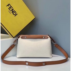 Fendi By The Way Medium Bag In Canvas With Tan Leather 089