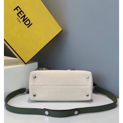 Fendi By The Way Medium Bag In Canvas With Green Leather 091