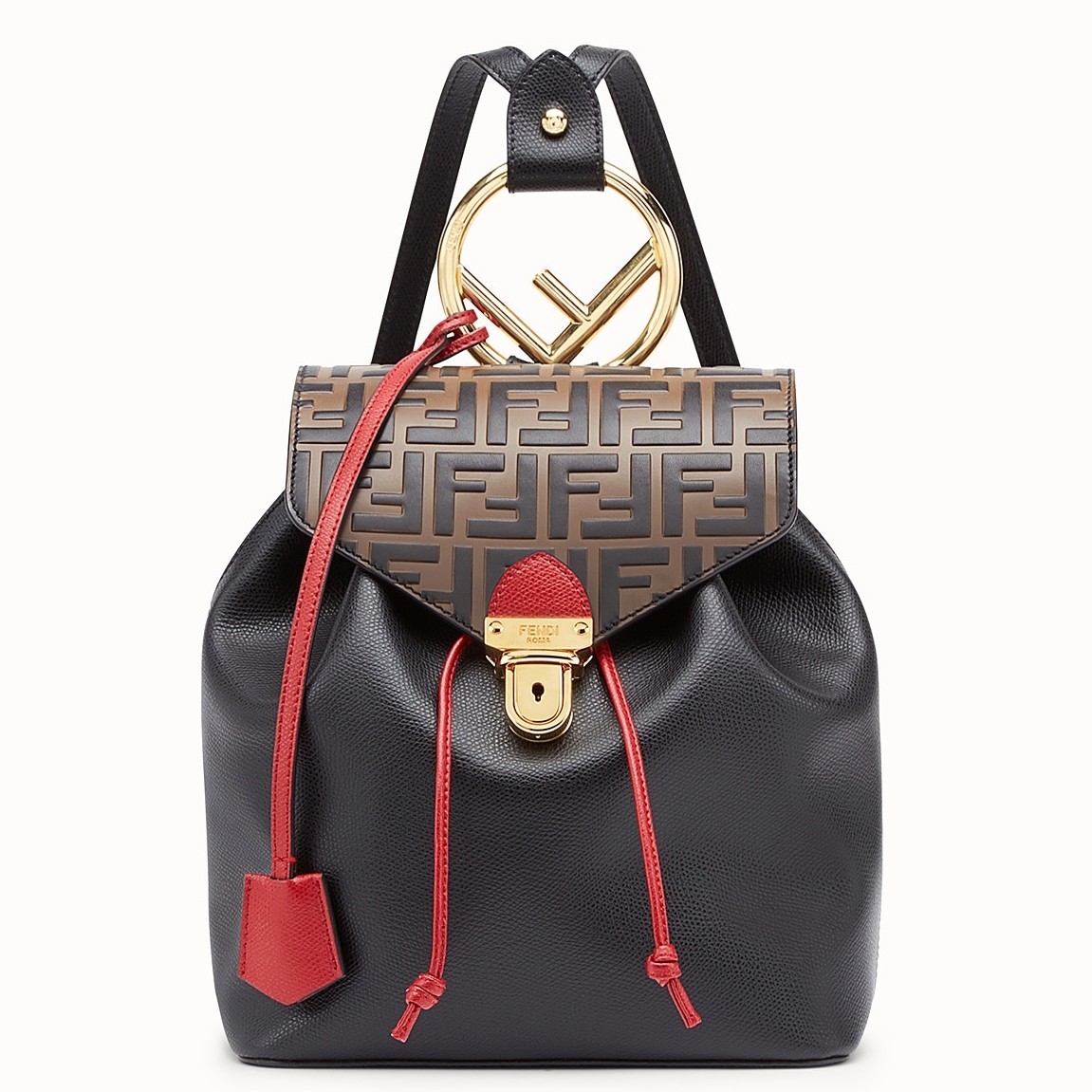 Fendi Logo Embossed Leather Multicolor Backpack  066