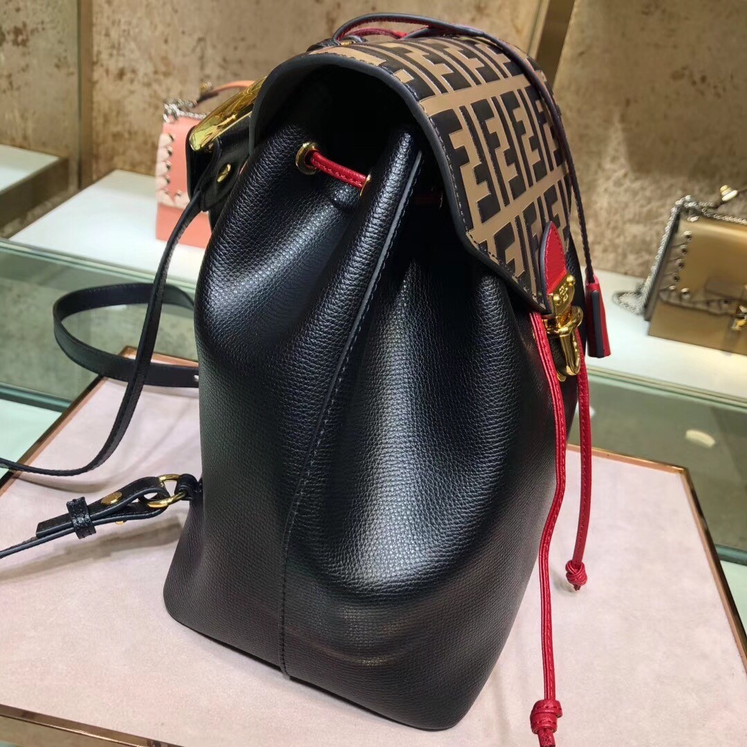 Fendi Logo Embossed Leather Multicolor Backpack  066